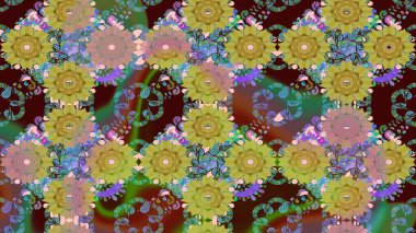 Çiçekli yaz çiçekleri. Motley illüstrasyonu. Küçük renkli çiçekler. Moda baskıları için zarif bir şablon. Robot resim. Küçük çiçekte şirin desenler.