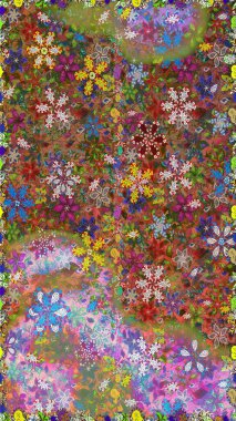 Karalama çiçeği. Zentangle soyut çiçekleri. Düz Çiçek Elementleri Tasarımı. Güzel kumaş deseni. Renkli Bahar Temalı Kusursuz Arkaplan. Raster illüstrasyonu.