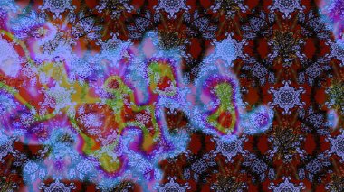 Raster illüstrasyonu. Mavi, mor ve kahverengi renklerde. Çiçekli güzel suluboya desen.