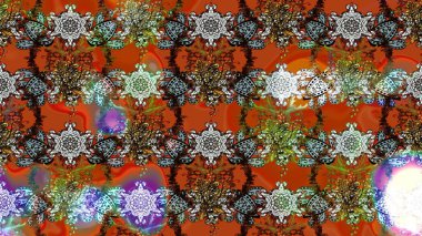 Renkli Bahar Teması eskiz kalıbı. Düz Çiçek Elementleri Tasarımı. Kahverengi, turuncu ve nötr renklerde zarif çiçekli suluboya. Raster illüstrasyonu.