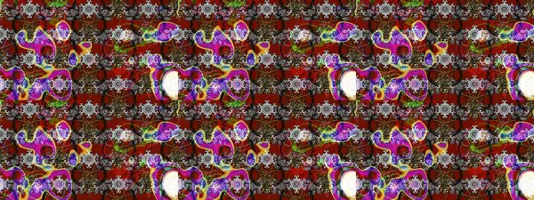 Gri, kırmızı ve kahverengi renklere karalamalar çizilmiş çiçek deseni. Raster illüstrasyonu.