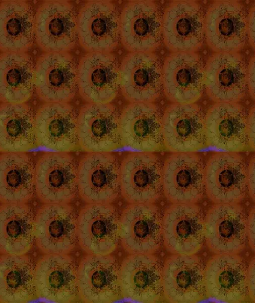 Raster illüstrasyonu. Kahverengi renklere karalamalar çizilmiş çiçek deseni.