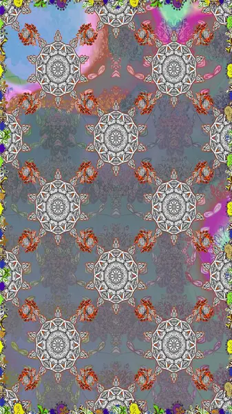 Çocuksu tasarım. Gri ve nötr arkaplanda. Tekstil, kumaş, ambalaj, hatıra defteri için hoş bir çiçek arkaplanı. Elle çizilmiş karalama çiçekleri ile pürüzsüz desen.