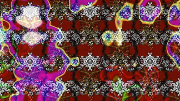 Çizgi çizimi kalıbı. Raster Moda kumaş deseni. Şirin çiçekler..