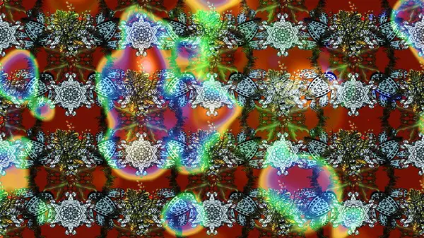 Raster illüstrasyonu. Kahverengi, mavi ve gri renkte çiçekler. Çizim çiçek deseni duvar kağıdı için kullanılabilir.