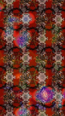 Kahverengi, kırmızı ve siyah renkte çiçekler. Sevimli çiçek raster deseni. Düz Çiçek Elementleri Tasarımı. Renkli Bahar Teması çizim şablonu.