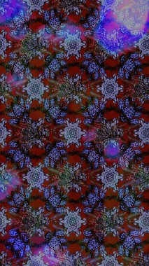 Çiçekli karalama şeklinde Raster çiçek deseni. Nazik, narin çiçek arkaplanı. Gri, mor ve kahverengi renkte çiçekler.