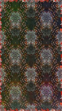 Renkli Bahar Temalı Kusursuz Arkaplan. Kusursuz Chichi kumaş deseni. Düz Çiçek Elementleri Tasarımı. Raster illüstrasyonu. Çiçek deseni.