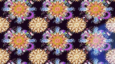 Siyah renkli bitkilerden oluşan parlak çiçekli çizim deseni.