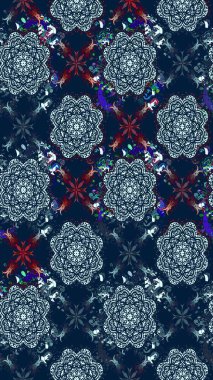 Raster illüstrasyonundaki çiçek desenli çizim. Mavi renkte çiçekler.