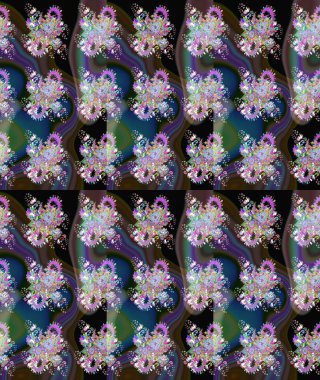 Raster. Mavi renkte güzel çiçekler, suluboya desenli eskiz deseni, duvar kağıdı, kart veya kumaş için fayanslı..