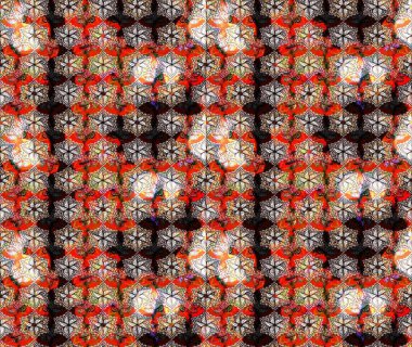 Kahverengi renkte çok kahverengi, zarif küçük çiçekler ve komik böcekler, raster desen, illüstrasyon.