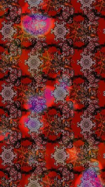 Kahverengi renkli etnik çiçeklerin olduğu zarif bir eskiz modeli. Raster Çiçek İllüstrasyon Şirin Tekstil.