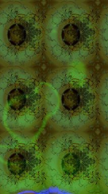 Çiçek ve yapraklı karalama şeklinde Raster çiçek deseni. Yumuşak, yeşil renkli bahar çiçekleri. Raster illüstrasyonu.