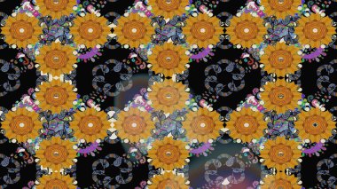 Suluboya çizimi. Çiçekli eskiz deseni. El çizimi. Siyah renkte çiçekler.