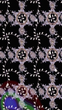 Raster illüstrasyonundaki çiçek desenli çizim. Siyah, nötr ve gri renkte çiçekler.