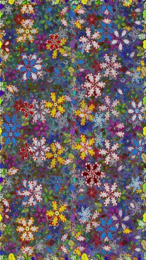 Kusursuz Renksiz Bahar Temalı Kusursuz Arkaplan. Sevimli çiçek raster deseni. Düz Çiçek Elementleri Tasarımı. Mavi ve gri renkte çiçekler.