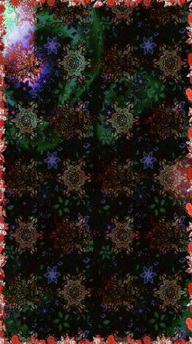 Çiçeksiz desenli nakış işlemeli gelincikler ve vadideki zambaklar. Tekstil tasarımı için siyah ve gri renkli geleneksel halk çiçekleri buketi.