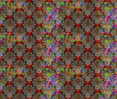 Eski usul. Raster illüstrasyonu. Tomurcukları çiçek olan sevimli bir çiçek deseni. Eskiz geçmişi. Raster. Kumaş, tekstil ve duvar kağıdı baskısı için..