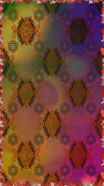 Küçük çiçekteki sevimli çiçek deseni. Soyut çiçek desensiz arkaplan. Raster illüstrasyonu. Raster deseni. Kahverengi ve mor renklerde.