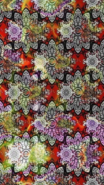 Şirin çiçekli, desenli, gri renkli bir eskiz deseni. Tekstil için suluboya eskiz deseni. El çizimi çiçek çizimi deseni (fayans)).