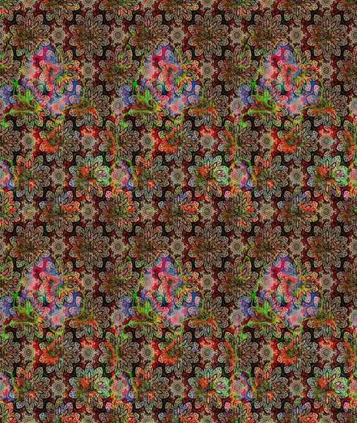 Raster çiçek desenli çiçek deseni, yapraklar, dekoratif elementler, sıçrama, lekeler, el çizimi kontur çizgileri ve Doodle çizim stili, grafik raster çizim çizimi.