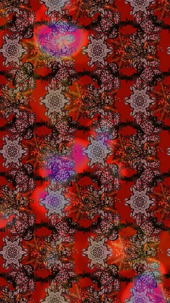 Kahverengi renkli etnik çiçeklerin olduğu zarif bir eskiz modeli. Raster Çiçek İllüstrasyon Şirin Tekstil.