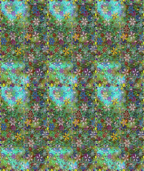 Düz Çiçek Elementleri Tasarımı. Renkli Bahar Temalı Kusursuz Arkaplan. Raster..