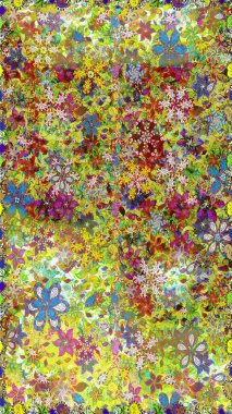 Raster çiçek izi. Klasik taslak çizimi. Çiçek sarısı ve nötr dikişsiz desen.