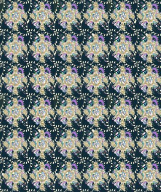 Mavi renkli çiçekler. Raster illüstrasyonunda çiçek deseni çizimi.