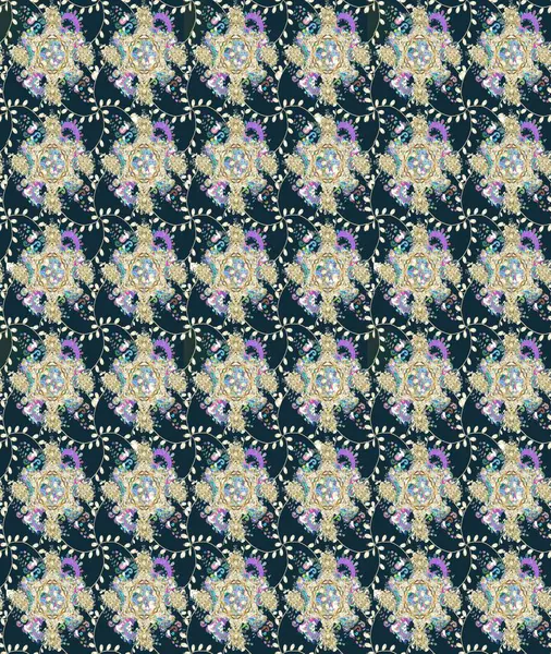 Mavi renkli çiçekler. Raster illüstrasyonunda çiçek deseni çizimi.