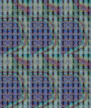 Çiçekli ipek eşarp. El çizimi çiçek unsurları olan soyut çizim raster deseni. Mavi maviye. Retro tekstil tasarım koleksiyonu. 1950 'ler-1960' lar motifleri.