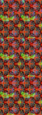 Şirin çiçekli eskiz deseni ve kırmızı renklerde yapraklar, suluboya çiçek deseni, duvar kağıdı, kart veya kumaş için fayanslı. Raster illüstrasyonu.