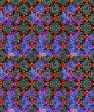 Mavi renkli çiçek desenli çizim. Suluboya tarzında mavi renkte çiçekler.