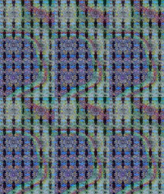 Çiçekli ipek eşarp. El çizimi çiçek unsurları olan soyut çizim raster deseni. Mavi maviye. Retro tekstil tasarım koleksiyonu. 1950 'ler-1960' lar motifleri.