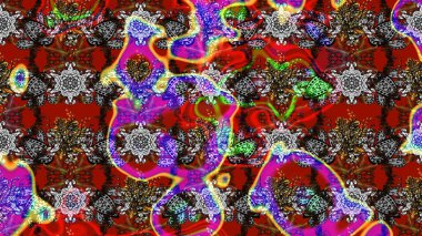 Parmak izi, kumaş, duvar kâğıdı, tekstil için raster dokusu. Nakış desenli çiçek deseni. Renkli grunge, renkli, gri ve kahverengi çiçeklerle soyut arkaplanı zenginleştirir.