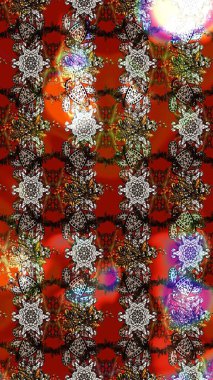 Şatafatlı bahar bahçesi dokusu. Çiçekler kahverengi, kırmızı ve gri renklerde. Kahverengi, kırmızı ve gri renkte çiçek çizimi. Raster illüstrasyonu. Çiçek deseni.