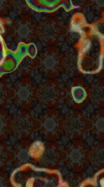 Raster çiçek desenli çiçek deseni, yapraklar, dekoratif elementler, sıçrama, lekeler, el çizimi kontur çizgileri ve Doodle çizim stili, grafik raster çizim çizimi.