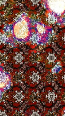 Elle çizilmiş çiçek desenli Raster çizimi. Tekstil, kumaş, ambalaj, hatıra defteri için hoş bir çiçek arkaplanı. Kahverengi, kırmızı ve gri arka planda. Çocuksu tasarım.