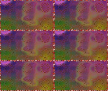 Düz Çiçek Elementleri Tasarımı. Kahverengi ve mor renkli çiçekler. Sevimli çiçek raster deseni. Renkli Bahar Teması Kusursuz Arkaplan.