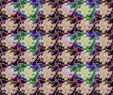 Çiçekli güzel suluboya desen. Raster illüstrasyonu. Bej renklerde.