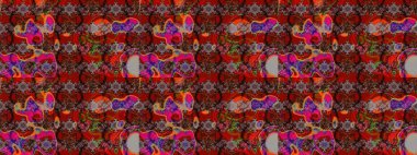 Vadinin çiçekleri kahverengi, kırmızı ve siyah renklerde. Soyut etnik raster çizim kalıbı. Çiçekler..