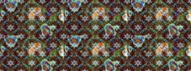 Gri, kahverengi ve mavi renkte çiçekler. Küçük çiçekteki sevimli çiçek deseni. Raster illüstrasyonu.