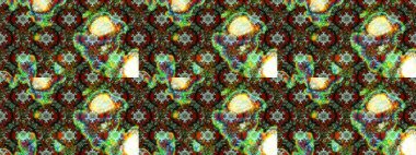 Çiçekli güzel suluboya desen. Yeşil, kahverengi ve siyah renklerde. Raster illüstrasyonu.