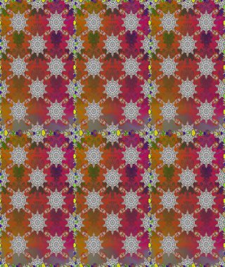 Kahverengi ve gri renklerde parlak çiçekli, soyut, pürüzsüz desen. Çiçeksel elementlerle süslenmiş zarif raster dokusu. Küçük çiçekte şirin bir çiçek deseni var..