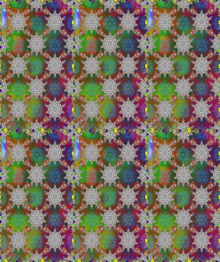 Çiçek duvar kağıdı. Kusursuz desen. Raster illüstrasyonu. Renkli süs kenarı. Hint süsü. Gri ve yeşil renklerde.