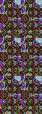 Kırmızı, kahverengi ve mavi renkli şirin çiçek desenleri. Raster Modaya uygun kumaş deseni. Düz Çiçek Elementleri Tasarımı. Renkli Bahar Teması çizim şablonu.