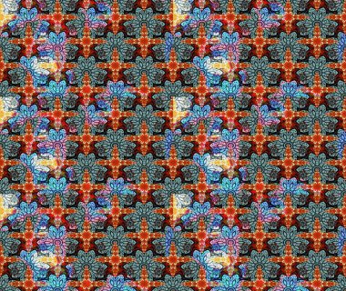 Raster illüstrasyonu. Düz Çiçek Elementleri Tasarımı. Güzel kumaş deseni. Çiçek desenli çizim. Asya tekstil tarzında. Renkli Bahar Teması çizim şablonu.