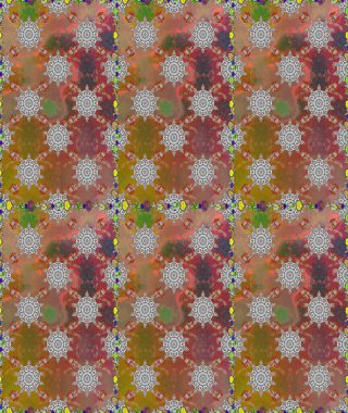 Renkli Bahar Temalı Kusursuz Arkaplan. Düz Çiçek Elementleri Tasarımı. Kahverengi ve gri renkli şirin çiçek desenleri. Raster Modaya uygun kumaş deseni.