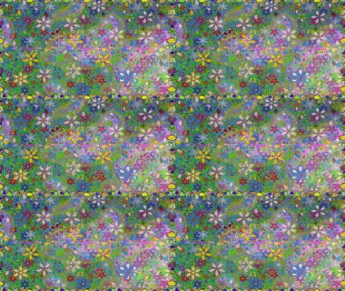 Raster illüstrasyonu. Yeşil ve nötr renklerde yaz çiçekleri. Raster çiçek desenli ve çiçekli..